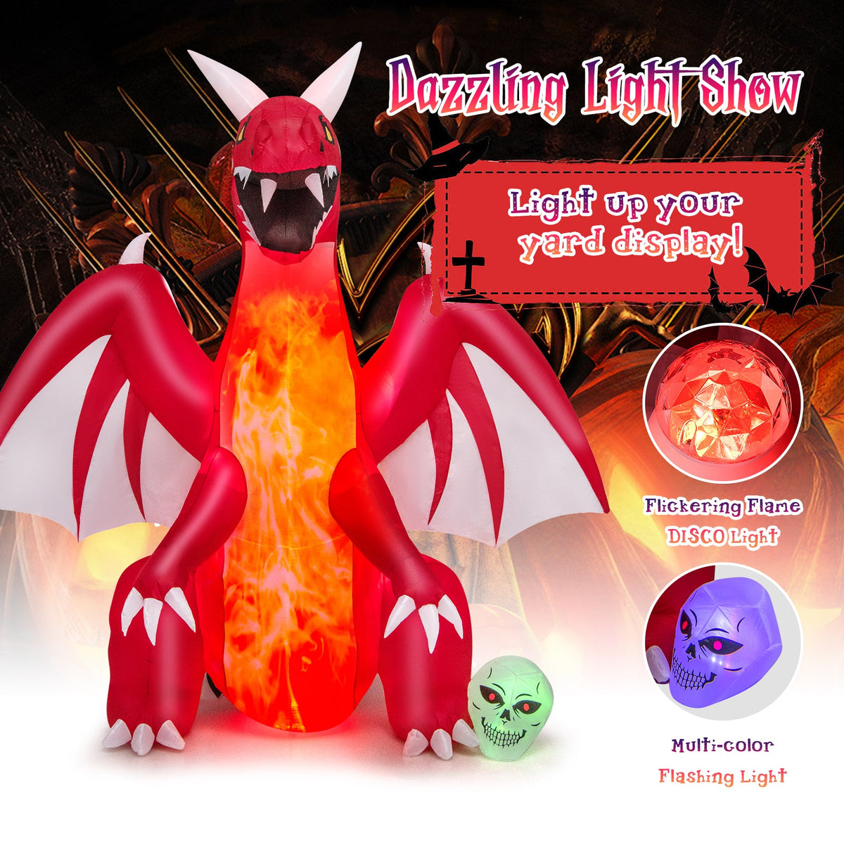 8 Feet Red Dragon with Wings inflatable