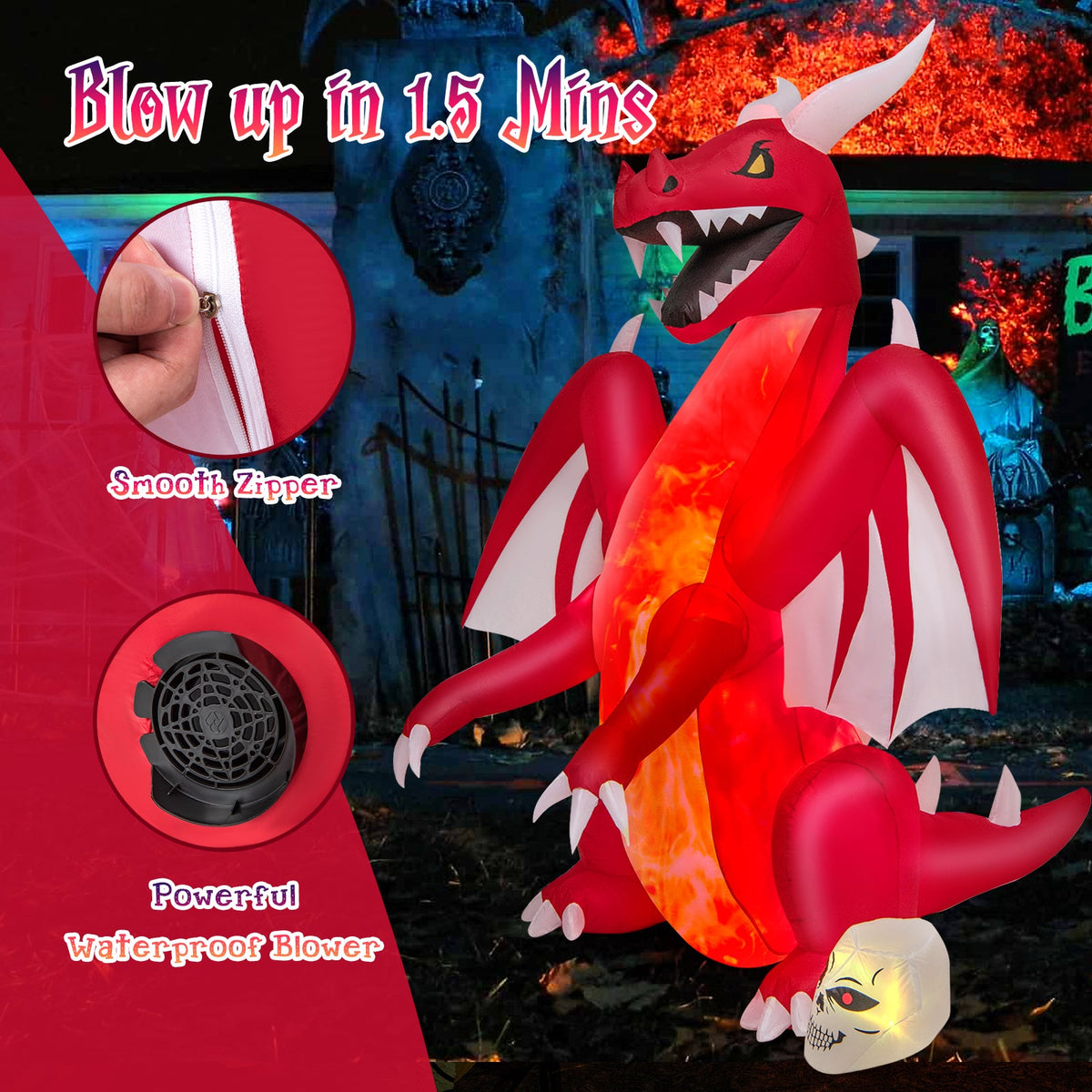 8 Feet Red Dragon with Wings inflatable