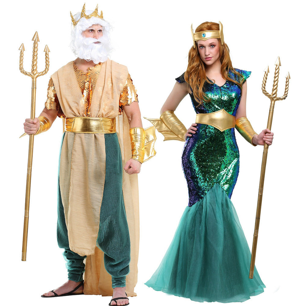 King & Queen Merman and Mermaid Couple Costumes