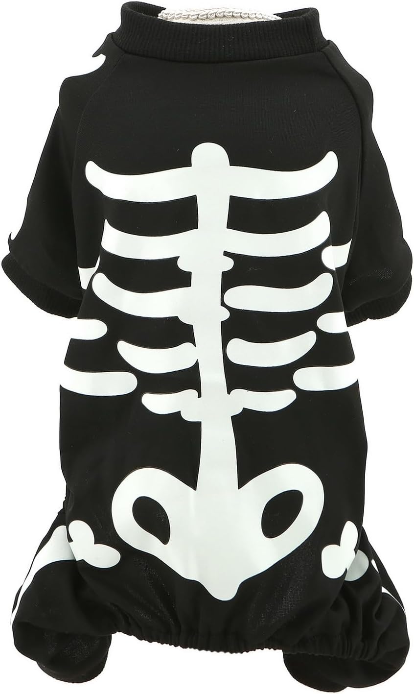 Glow-in-the-Dark Skeleton Dog Halloween Jumpsuit