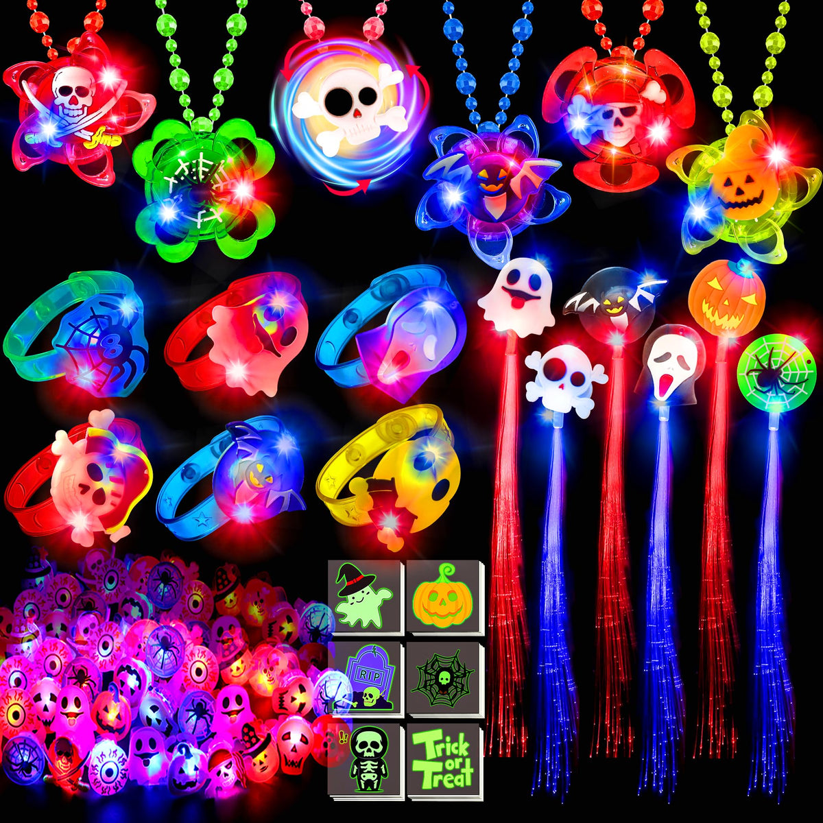 84 PCS Halloween Glow In The Dark Toys Party Favors Bulk Set