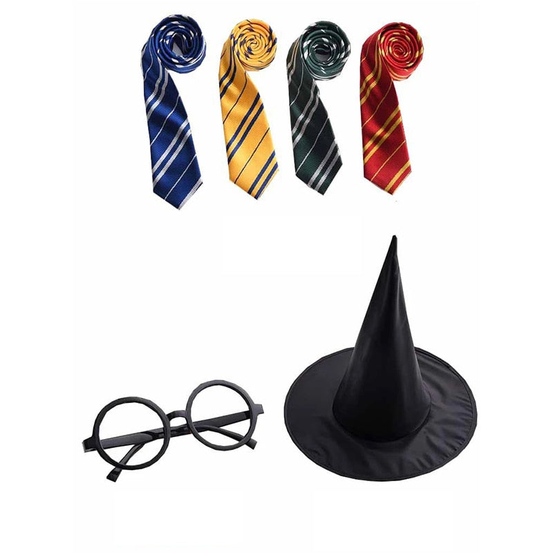 Slytherin Halloween Cosplay Costume  Adult Cloak Robe Tie Scarf Magic Wand Children Suits Cosplay Clothes Accessories