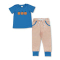 Blue pumpkin embroidery top pants boys