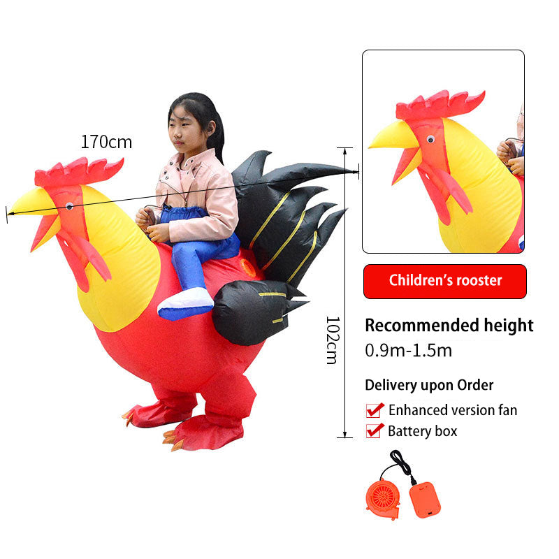 Tiktok Children's 3D Dinosaur Inflatable Clothes Adult Riding Tyrannosaurus Rex Riding Net Red Inflatable Clothes