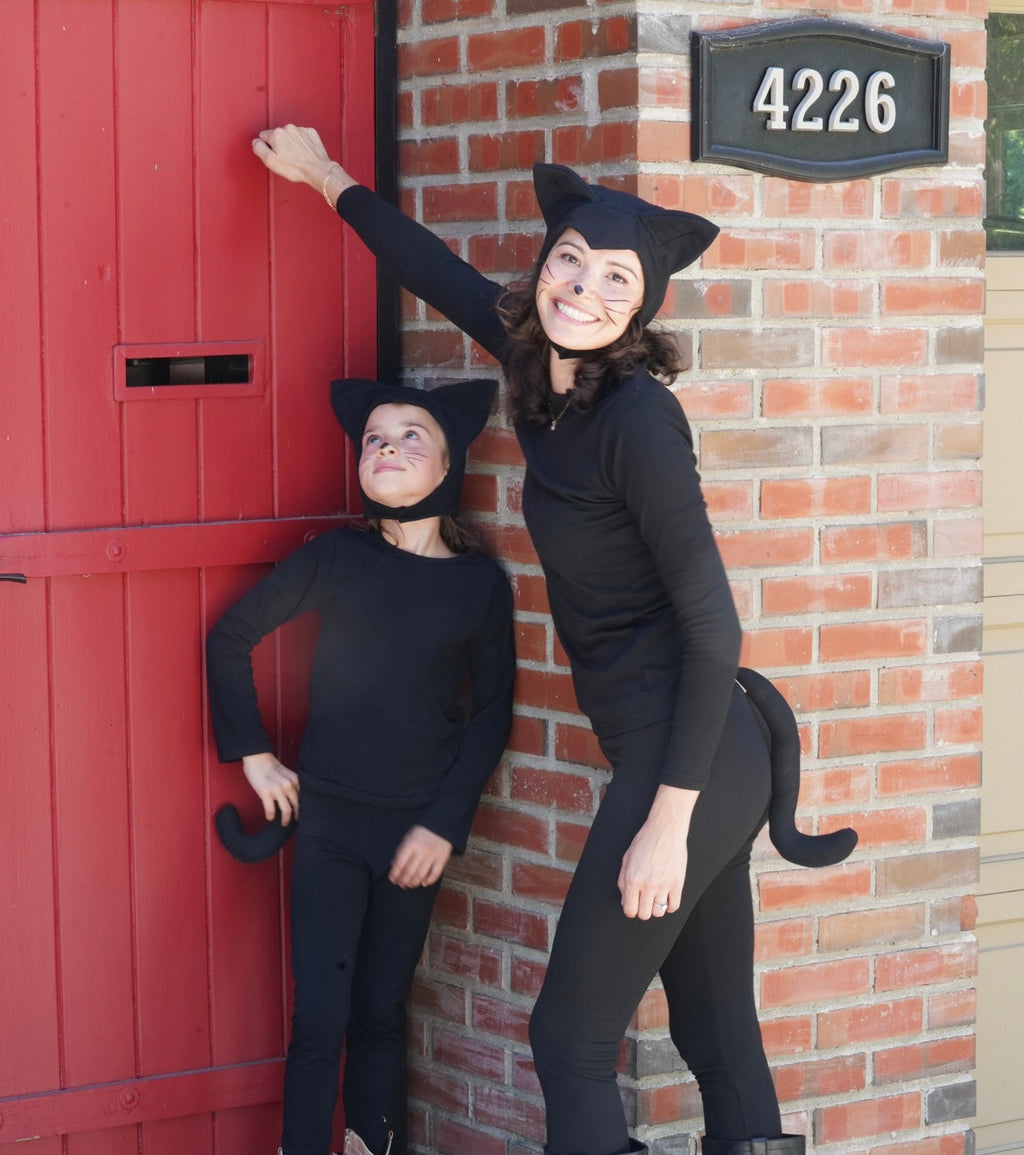 Adult Black Cat Hat & Tail Costume Set