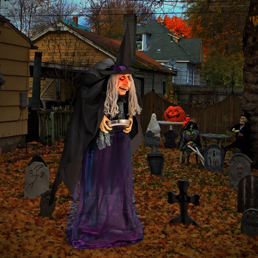 Giant Halloween Witch Decoration with LED Lights Widened Base Sound