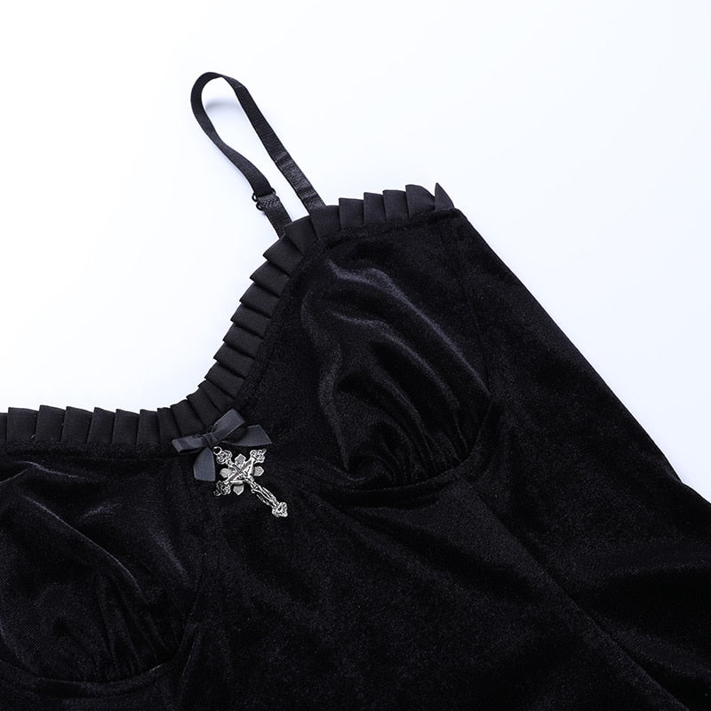 Gothic Velvet Cross A-Line Dress