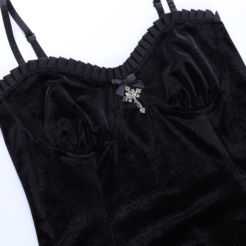 Gothic Velvet Cross A-Line Dress