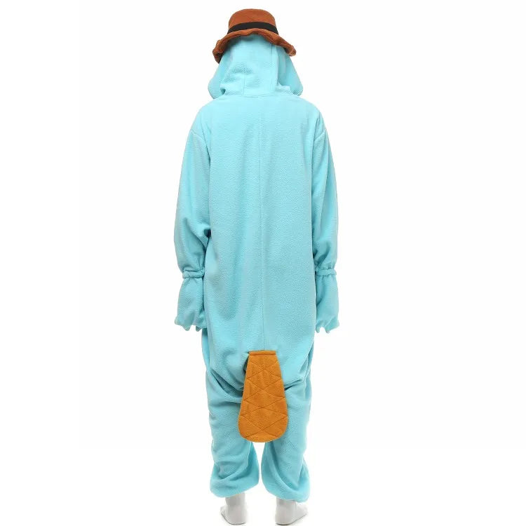 Unisex Perry the Platypus Costumes Onesies Monster Cosplay Pajamas Adult Pyjamas Animal Sleepwear Jumpsuit