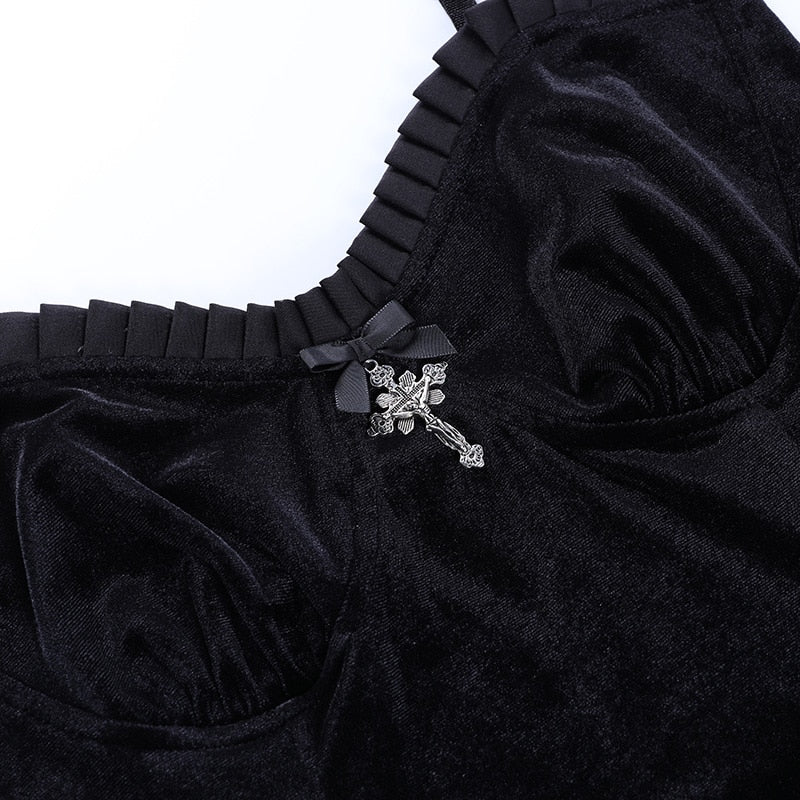 Gothic Velvet Cross A-Line Dress