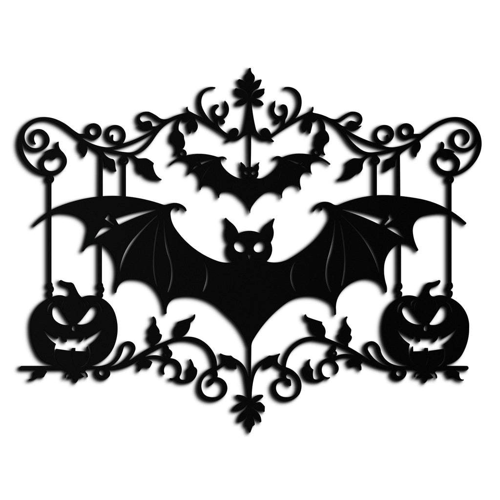 Halloween Bat Pumpkin Metal Wall Art – Spooky Jack-O'-Lantern Steel Decor- KAF328