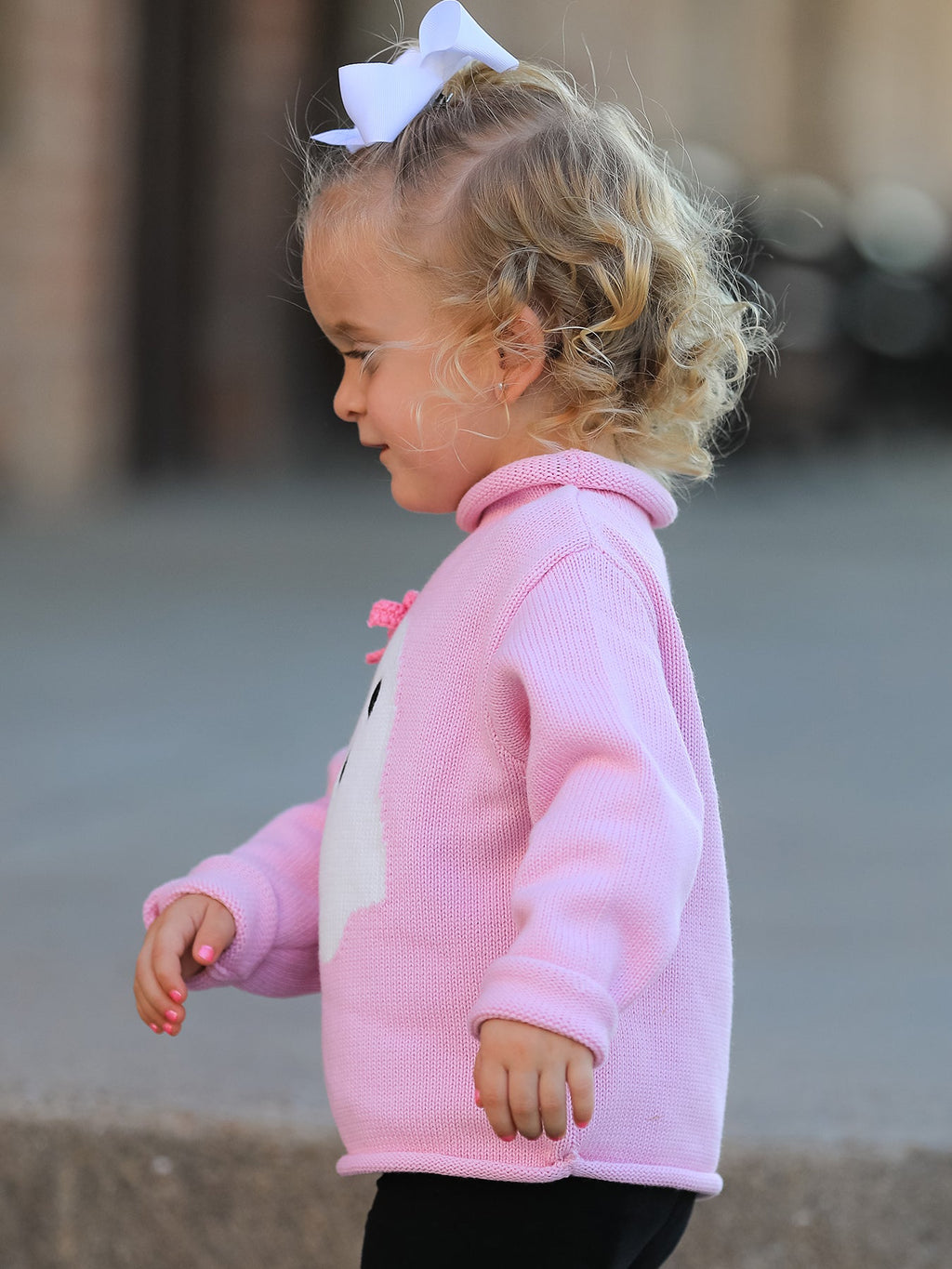 Pink Knit Ghost Sweater Girls