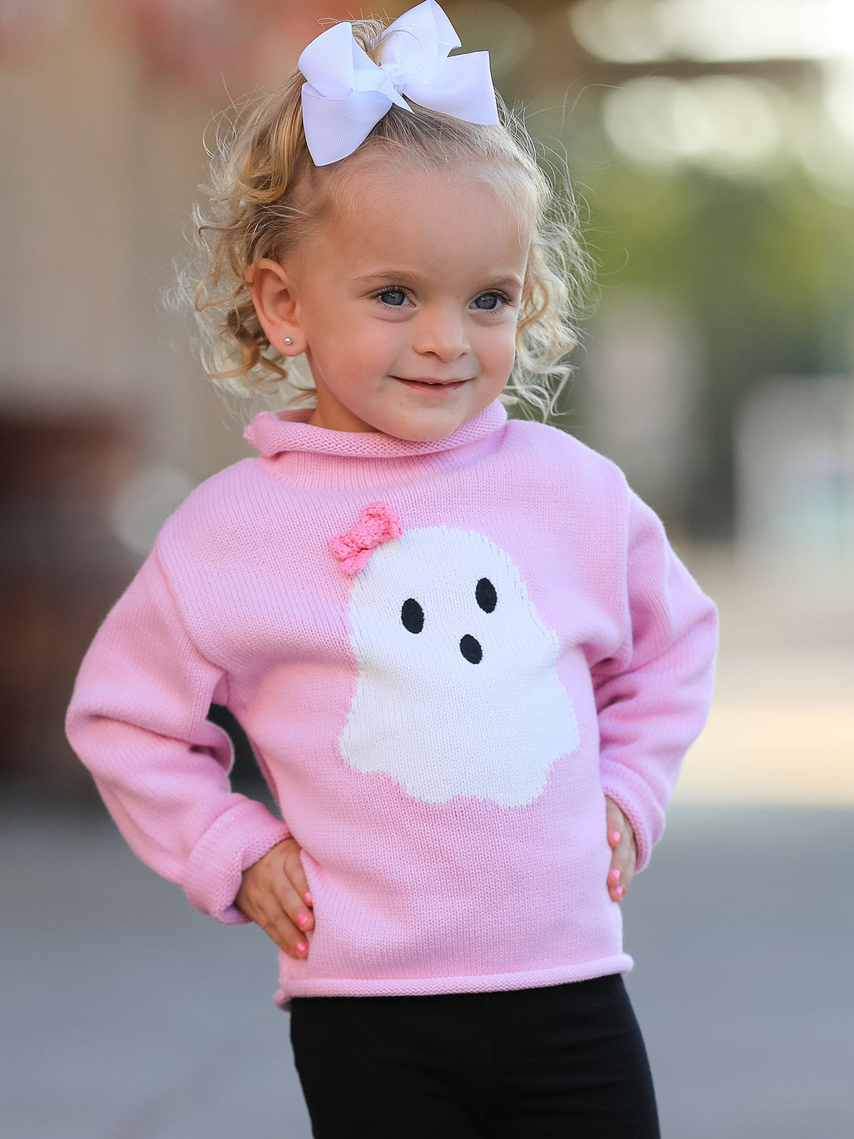Pink Knit Ghost Sweater Girls