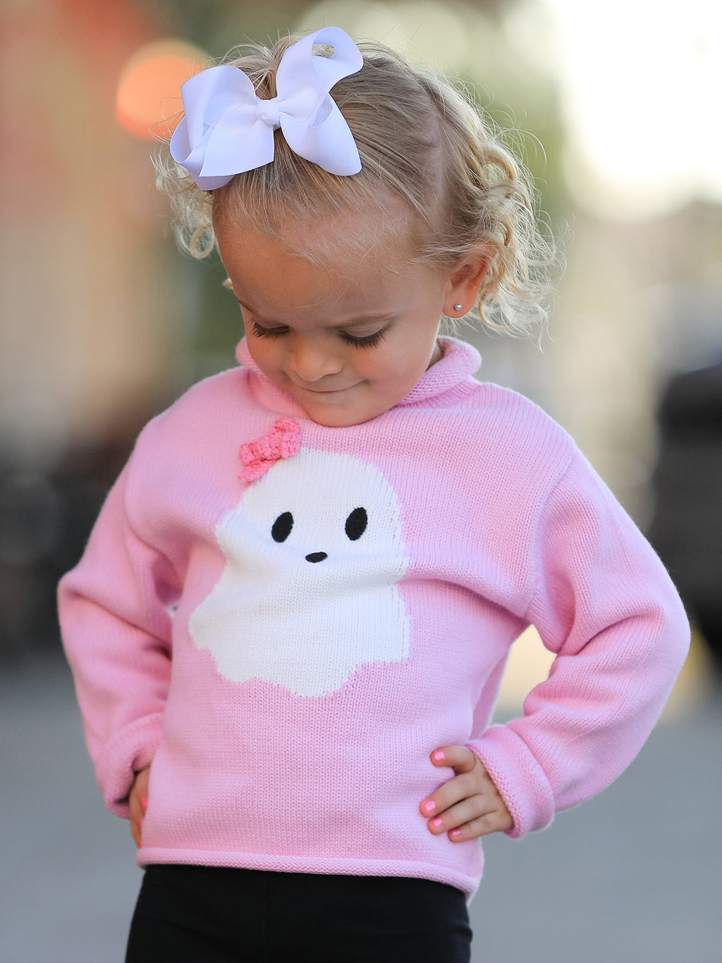 Pink Knit Ghost Sweater Girls
