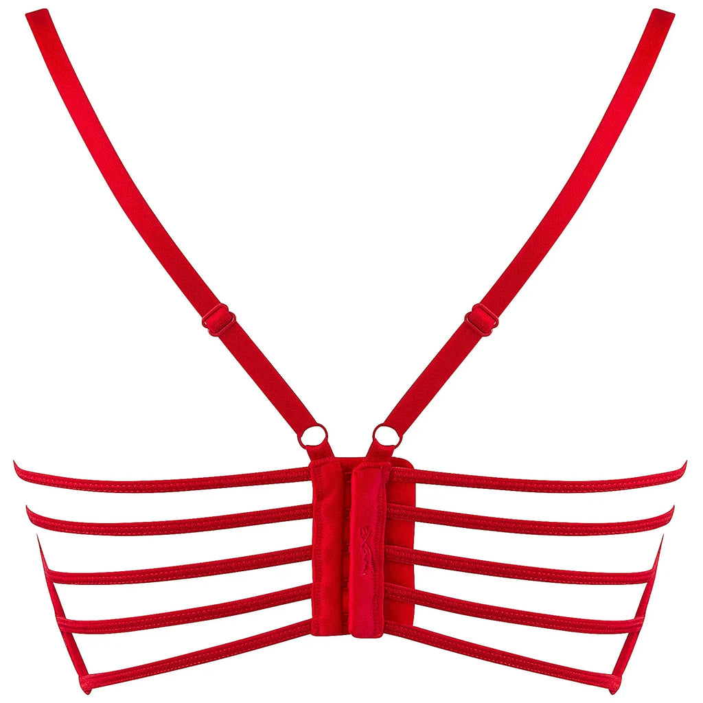 Red Longline Plunge Lace Bra