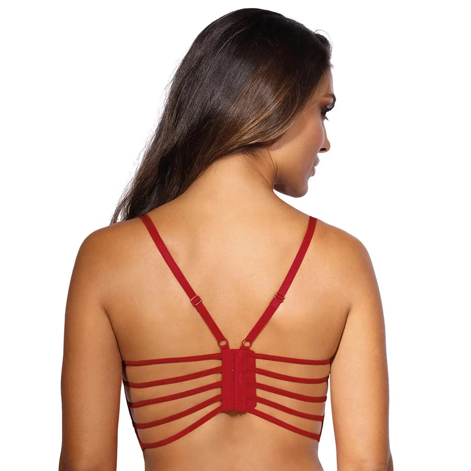 Red Longline Plunge Lace Bra