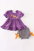 Halloween pumpkin ghost girl bloomers set