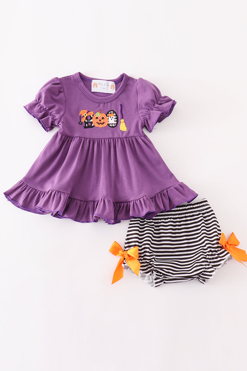 Halloween pumpkin ghost girl bloomers set
