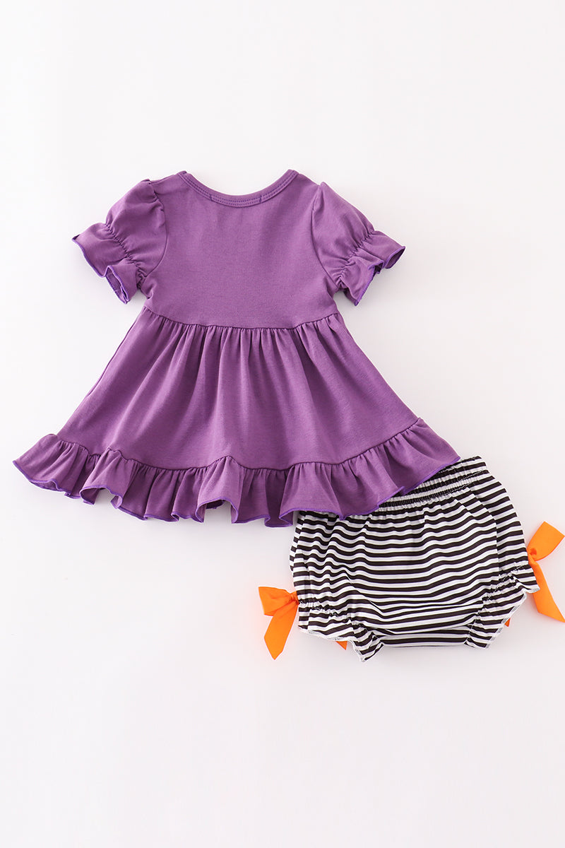 Halloween pumpkin ghost girl bloomers set
