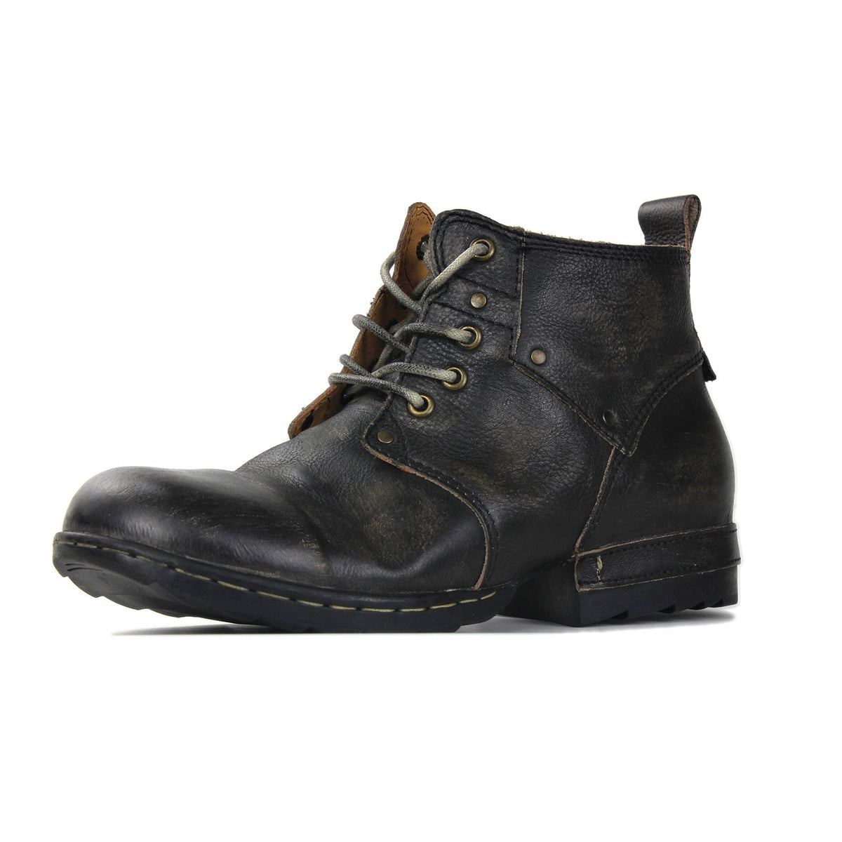 Men’s Distressed Leather Punk Moto Boots – OS-6015