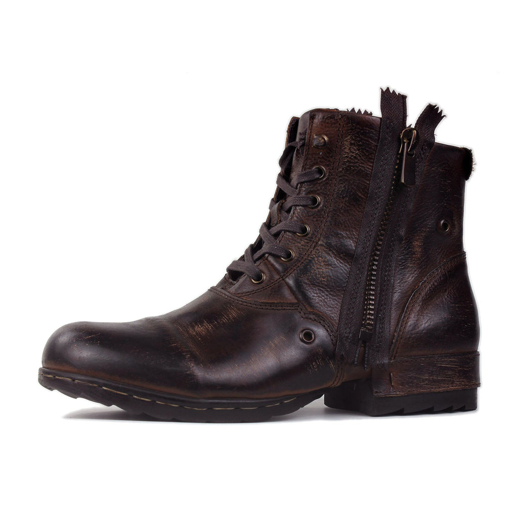 Men’s Distressed Leather Punk Moto Boots – OS-5008-8