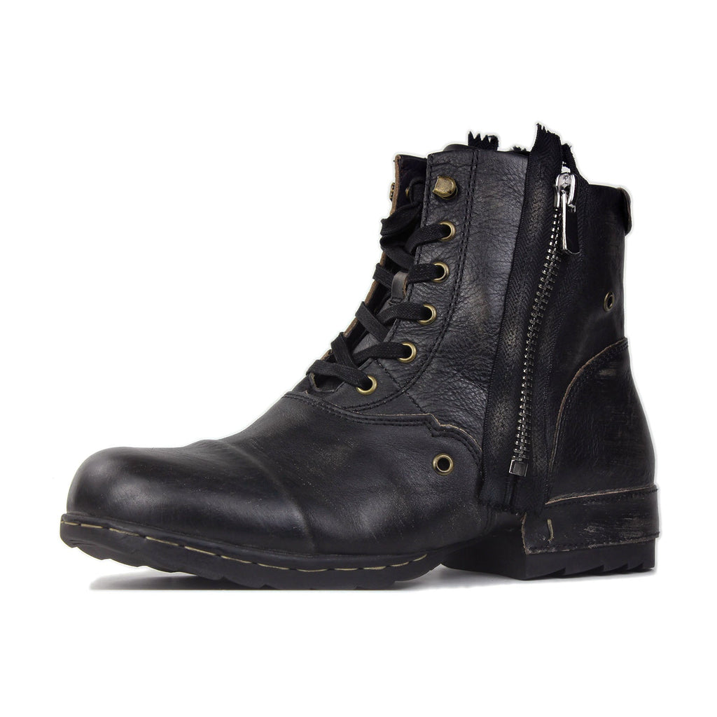 Men’s Distressed Leather Punk Moto Boots – OS-5008-8