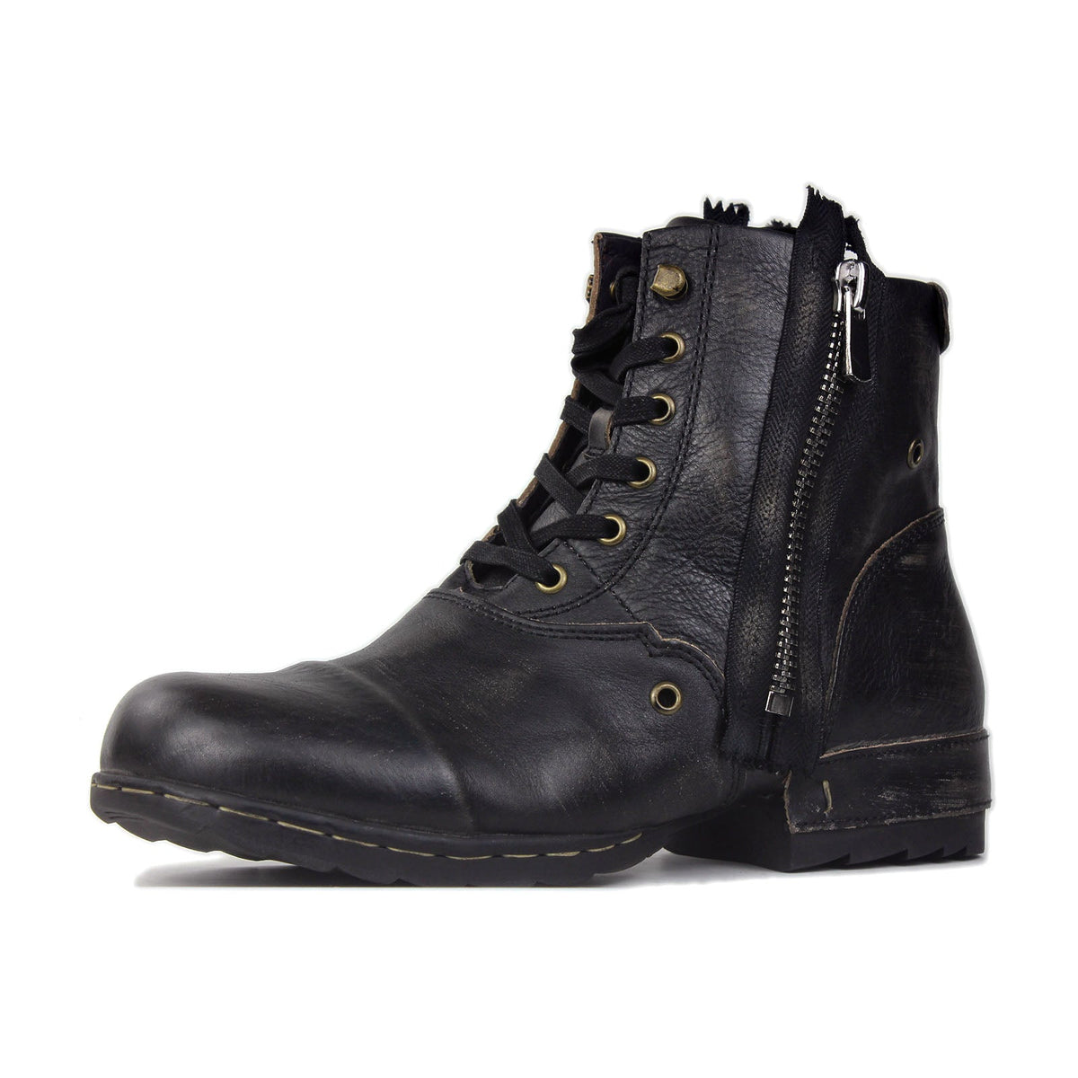 Men’s Distressed Leather Punk Moto Boots – OS-5008-8
