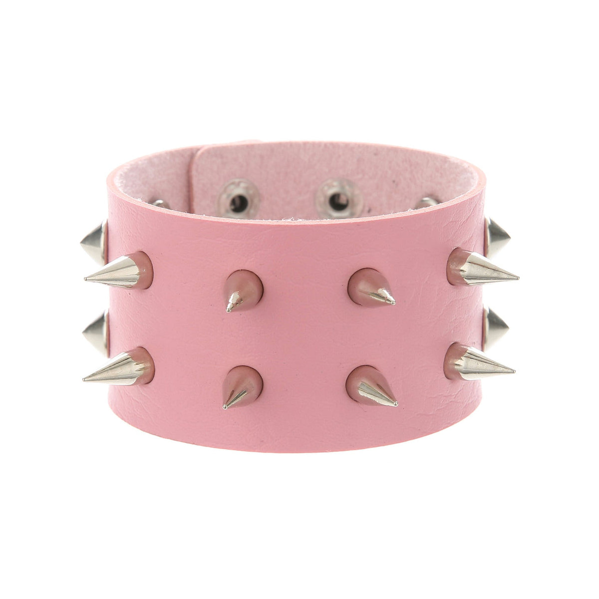 Double-Row Spiked Leather Punk Bracelet