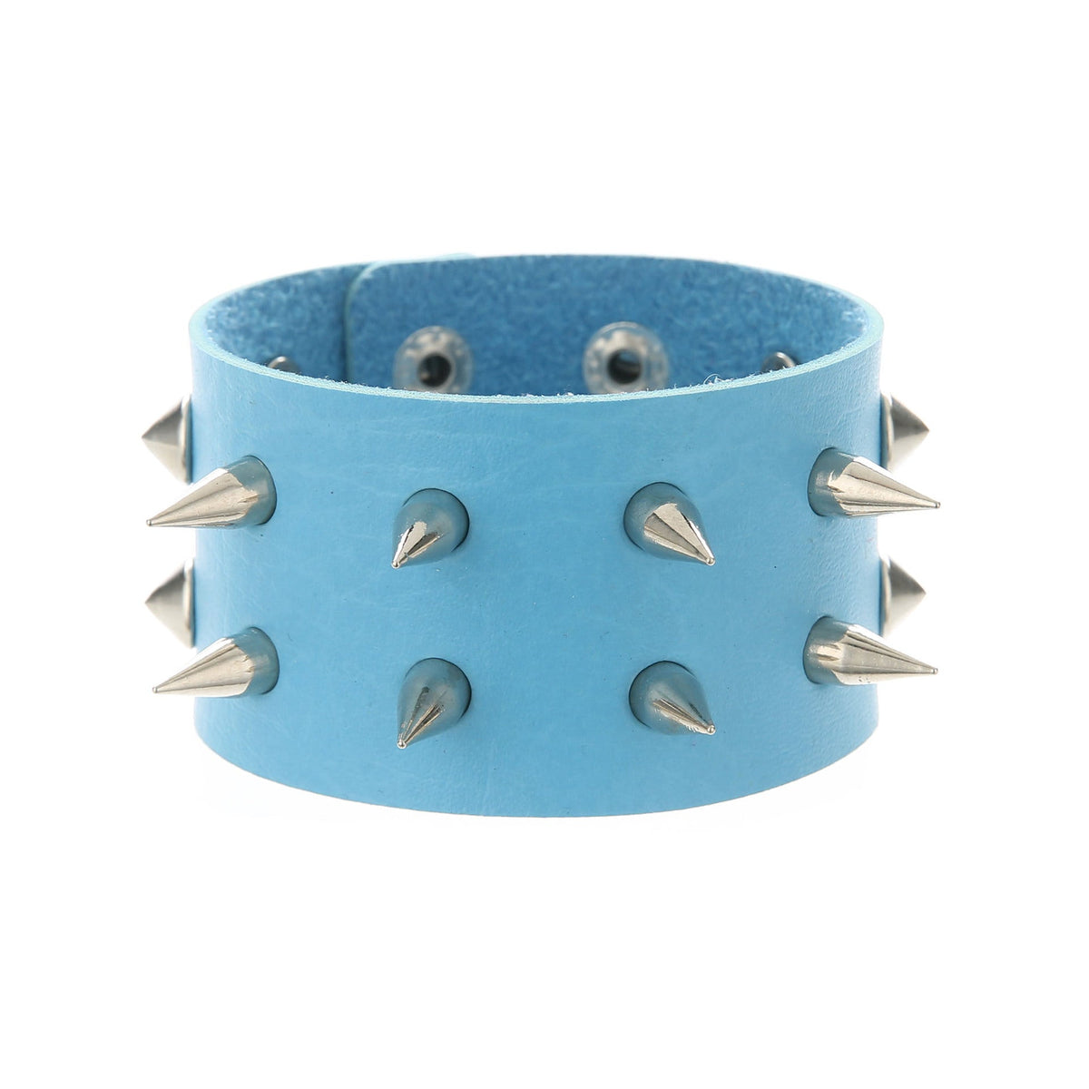 Double-Row Spiked Leather Punk Bracelet