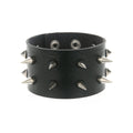 Double-Row Spiked Leather Punk Bracelet