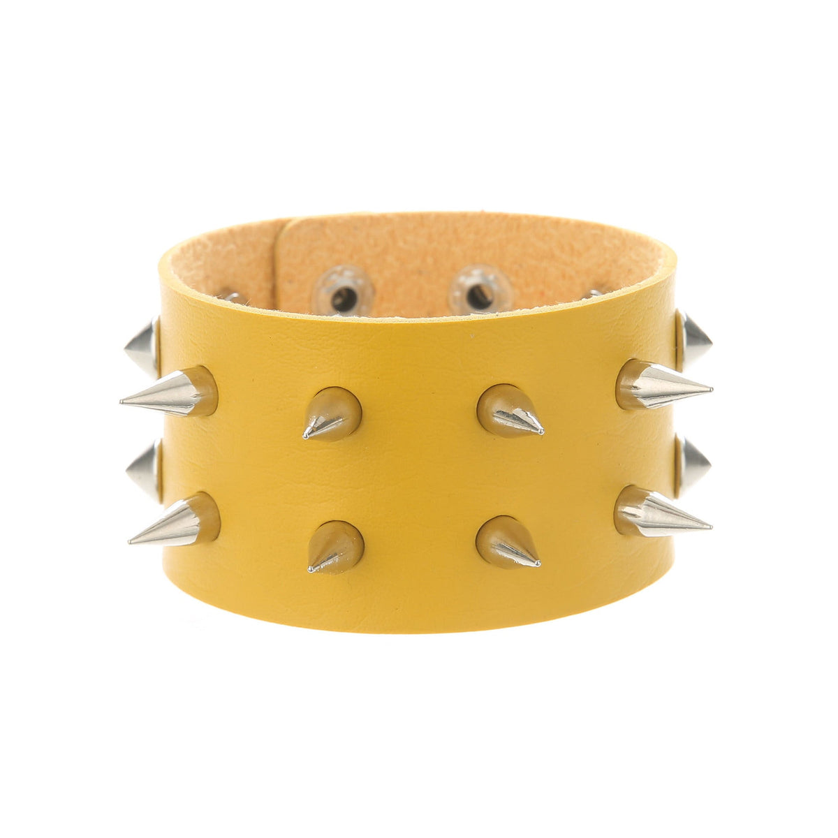 Double-Row Spiked Leather Punk Bracelet