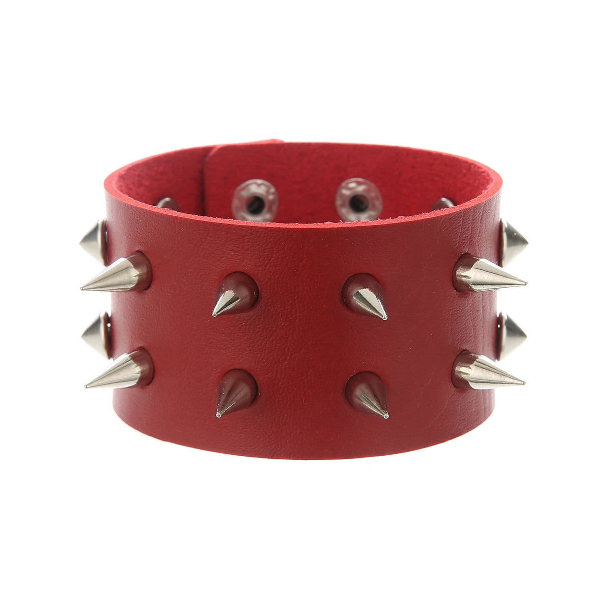 Double-Row Spiked Leather Punk Bracelet