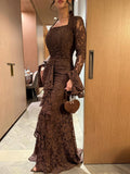 Autumn Women Clothing Elegant Lace Swing Evening Dress