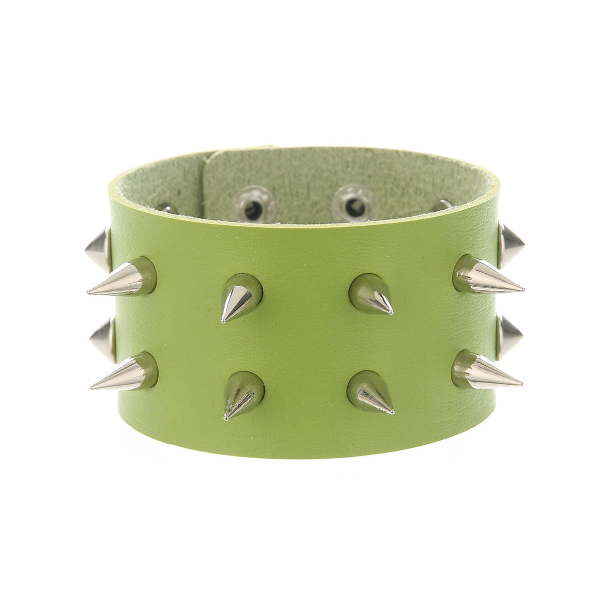 Double-Row Spiked Leather Punk Bracelet