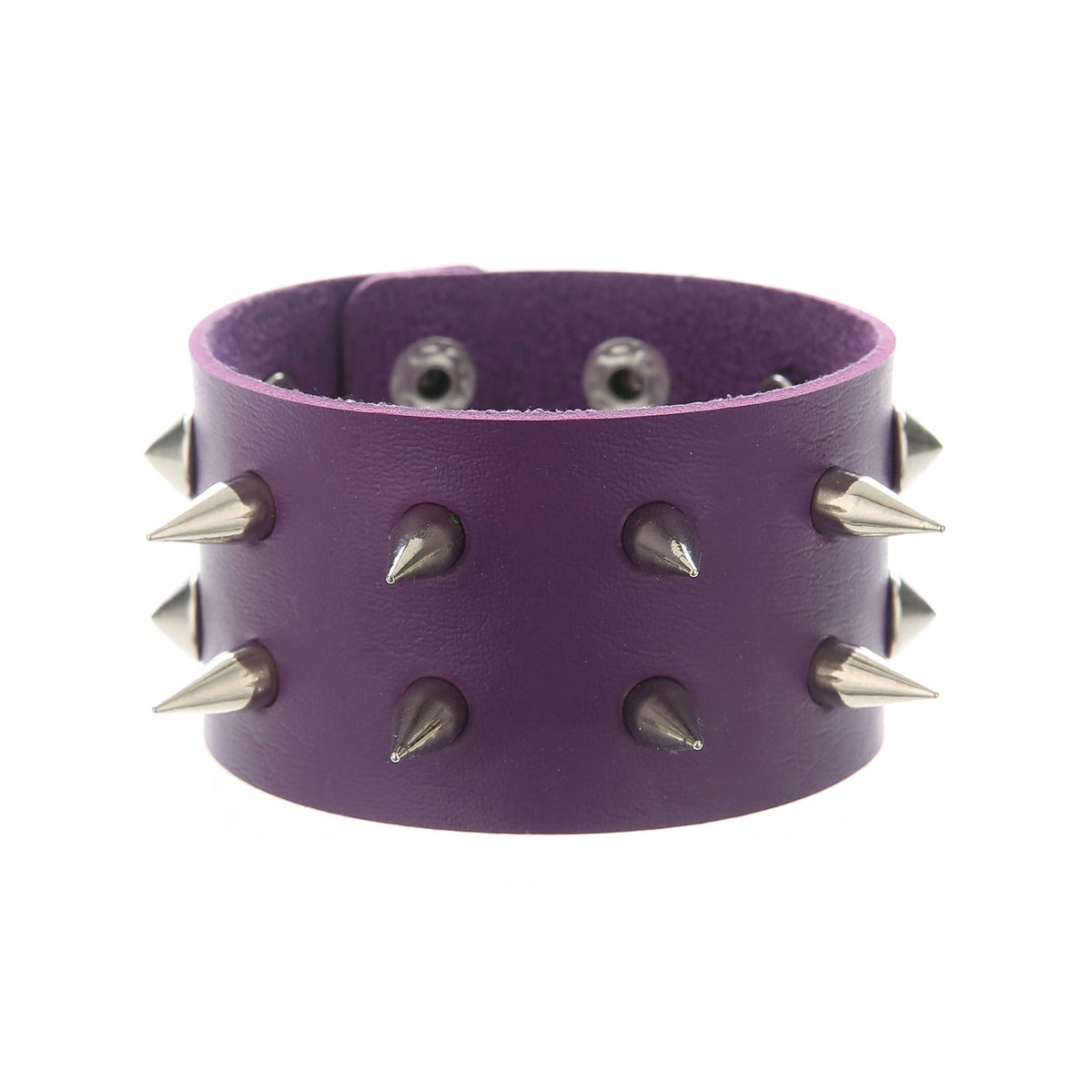 Double-Row Spiked Leather Punk Bracelet