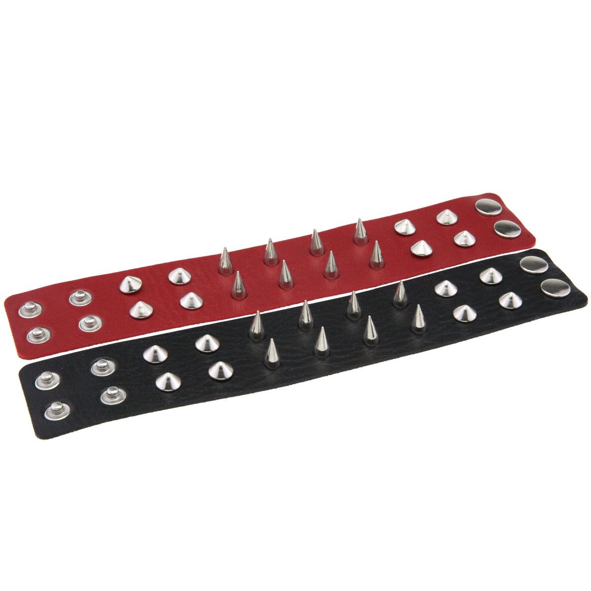 Double-Row Spiked Leather Punk Bracelet