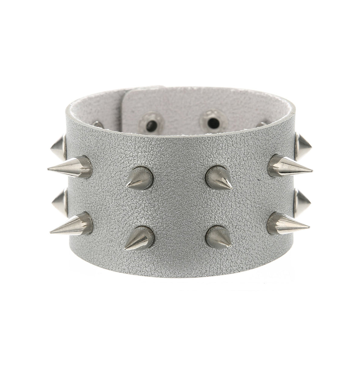 Double-Row Spiked Leather Punk Bracelet