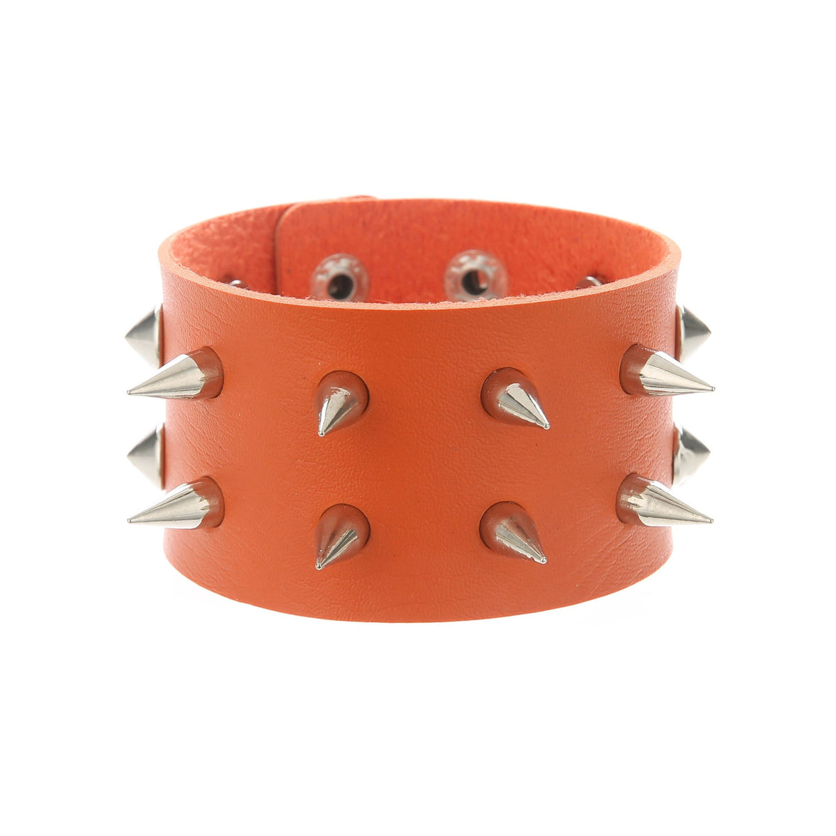 Double-Row Spiked Leather Punk Bracelet