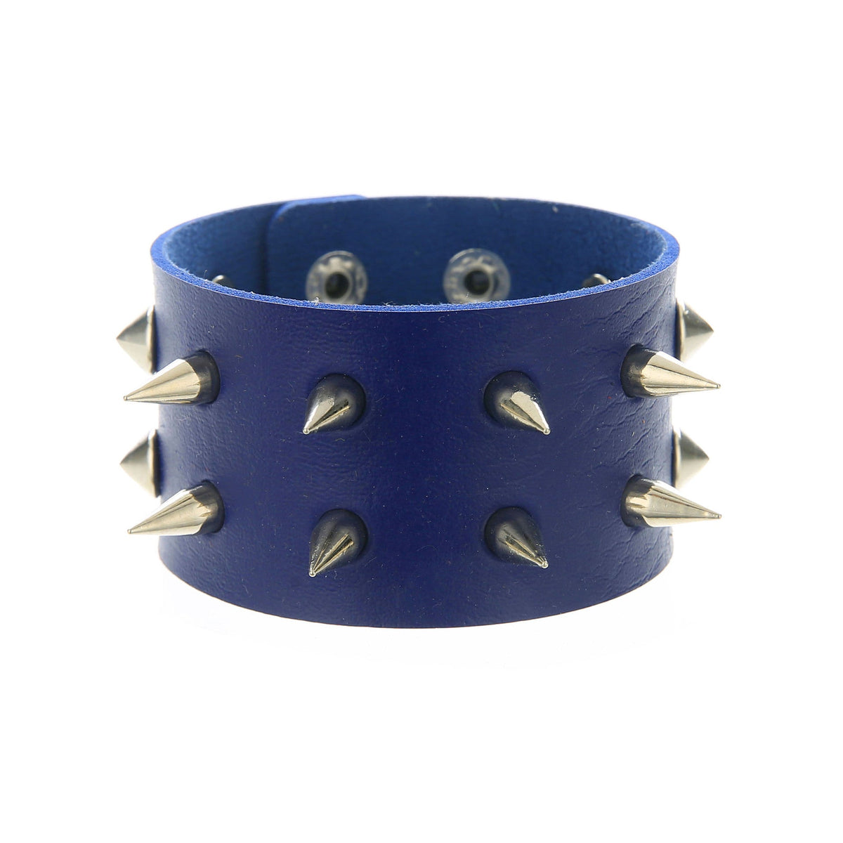 Double-Row Spiked Leather Punk Bracelet