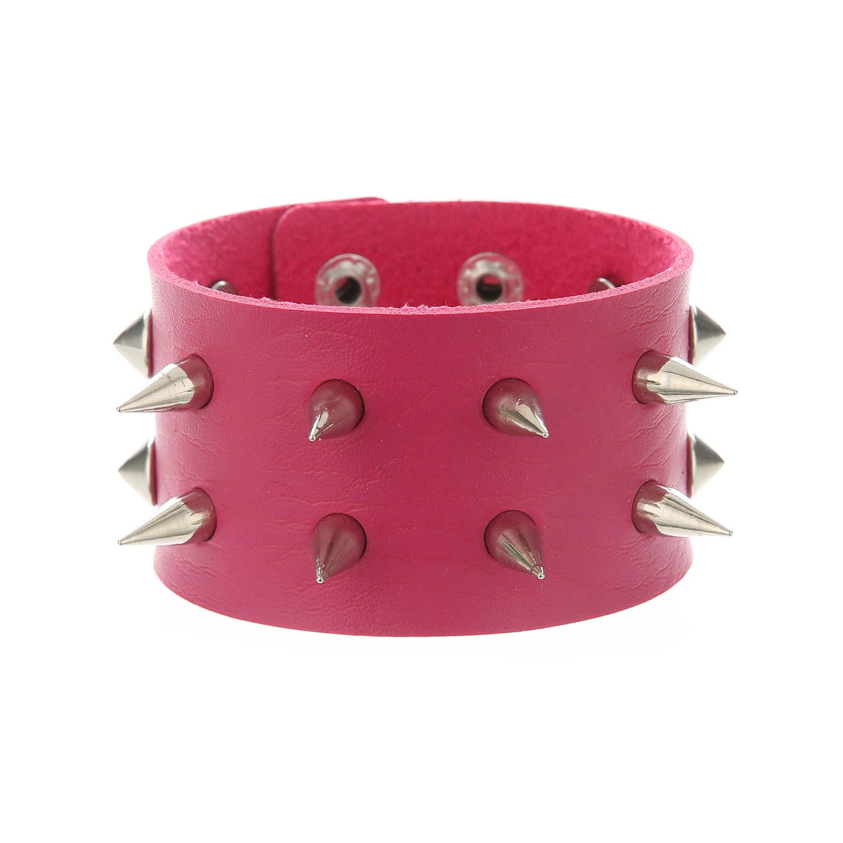 Double-Row Spiked Leather Punk Bracelet