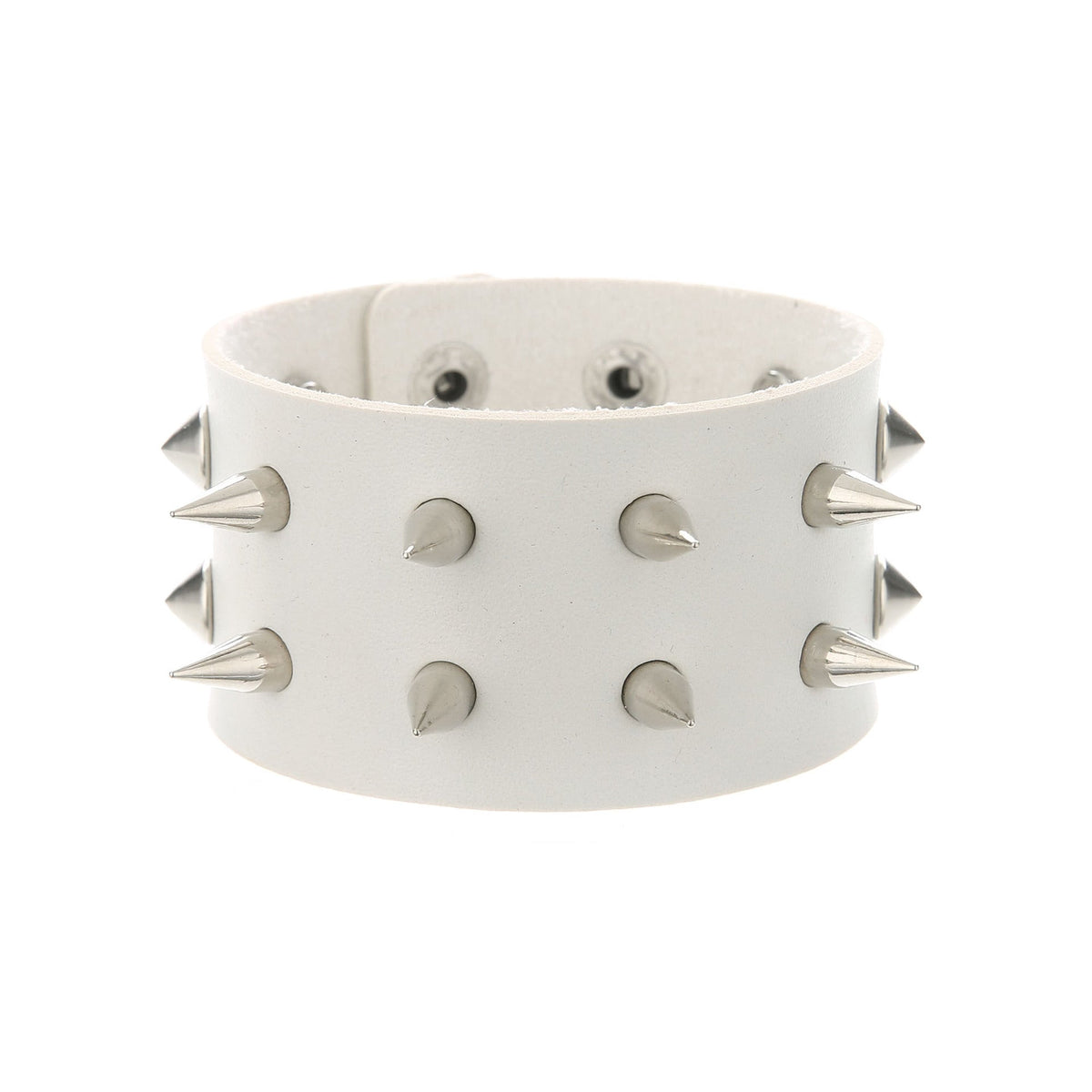 Double-Row Spiked Leather Punk Bracelet