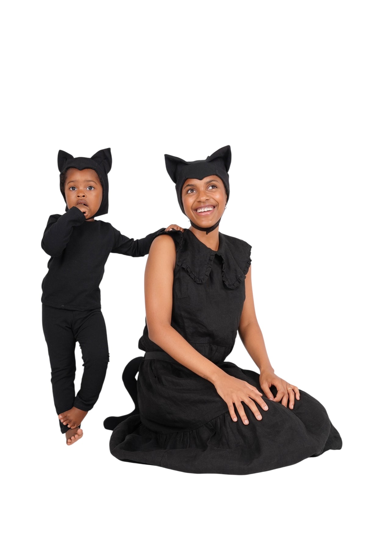 Adult Black Cat Hat & Tail Costume Set