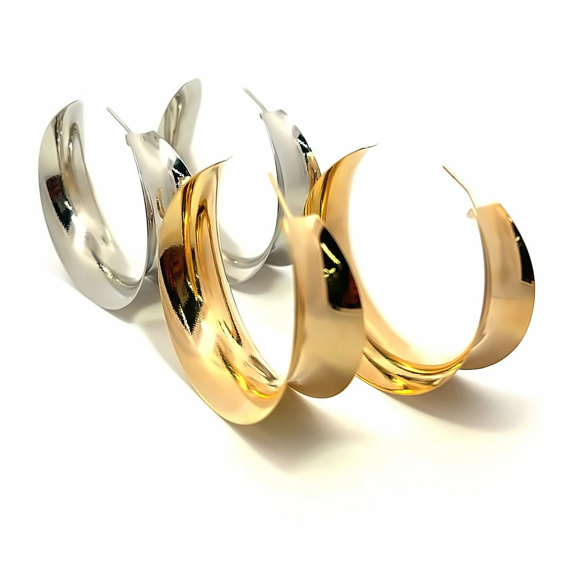 Wide Curved Hoop Earrings