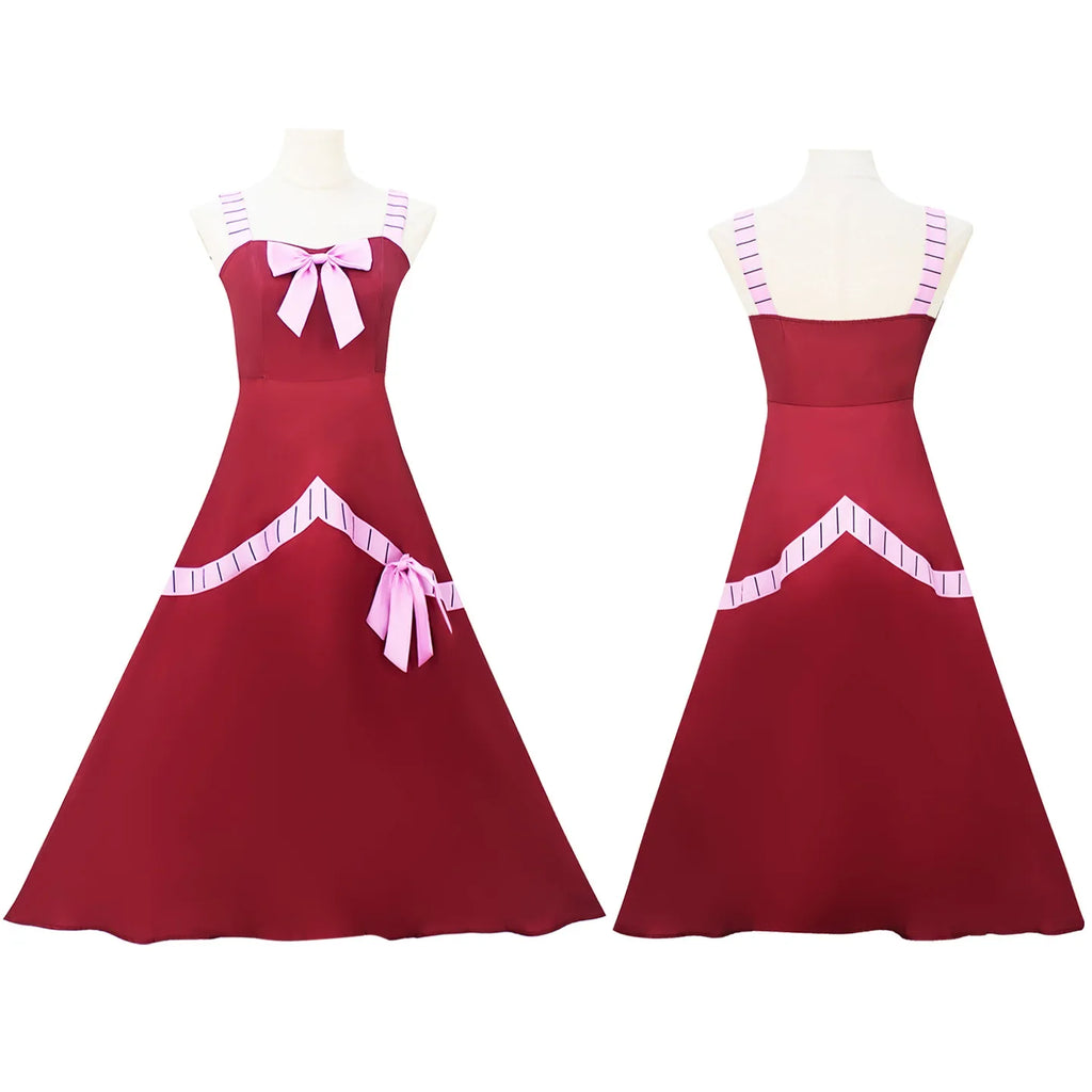 Anime Mirajane Strauss Fairy Tail Red Long Dress Cosplay Full Set Costume Outfit Women Halloween Party Stage Cos Convention
