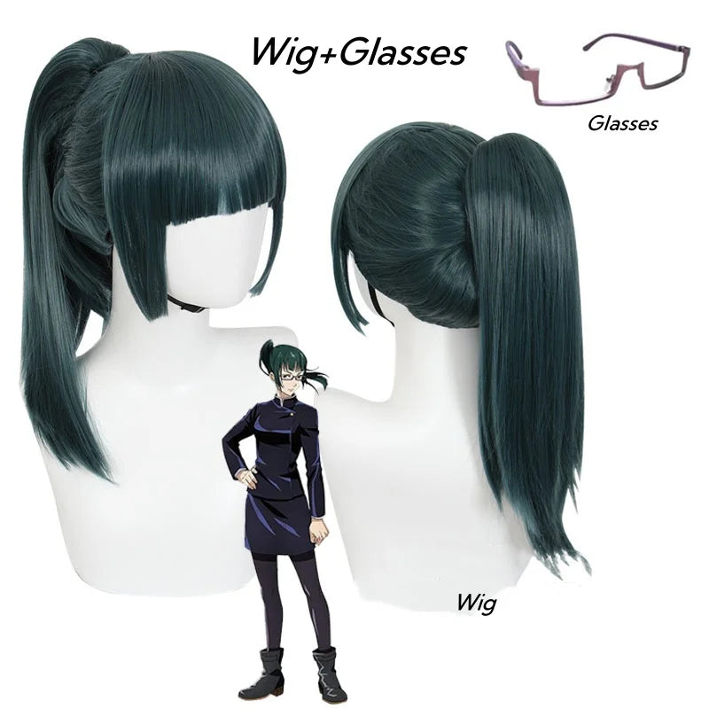Maki Zenin Cosplay Costume – Anime Uniform Full Set with Wig & Glasses