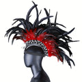 Punk Rock Rhinestone Feather Headdress