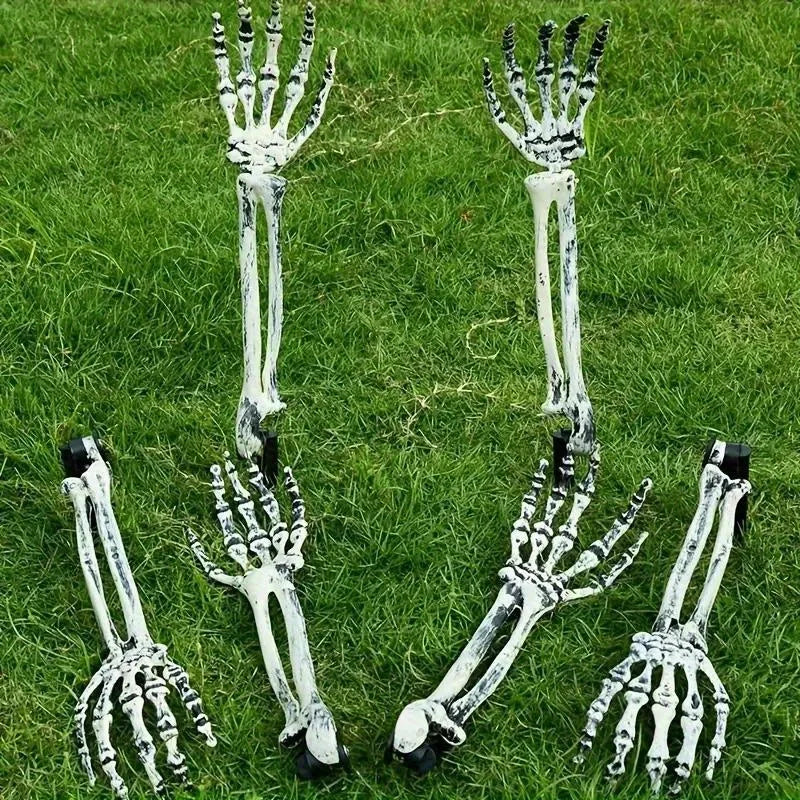 1/6pcs Skeleton Bone Garden Ground Stakes Skull Head & Hand for