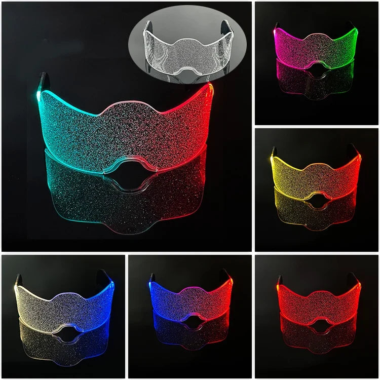 Cyberpunk LED Light Up Glasses Futuristic Luminous Unisex Eyewear Cool Glowing Glasses For Cosplay Bar Rave Club Halloween Party