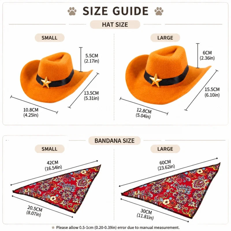Western Cowboy Hat and Bandana for Pets