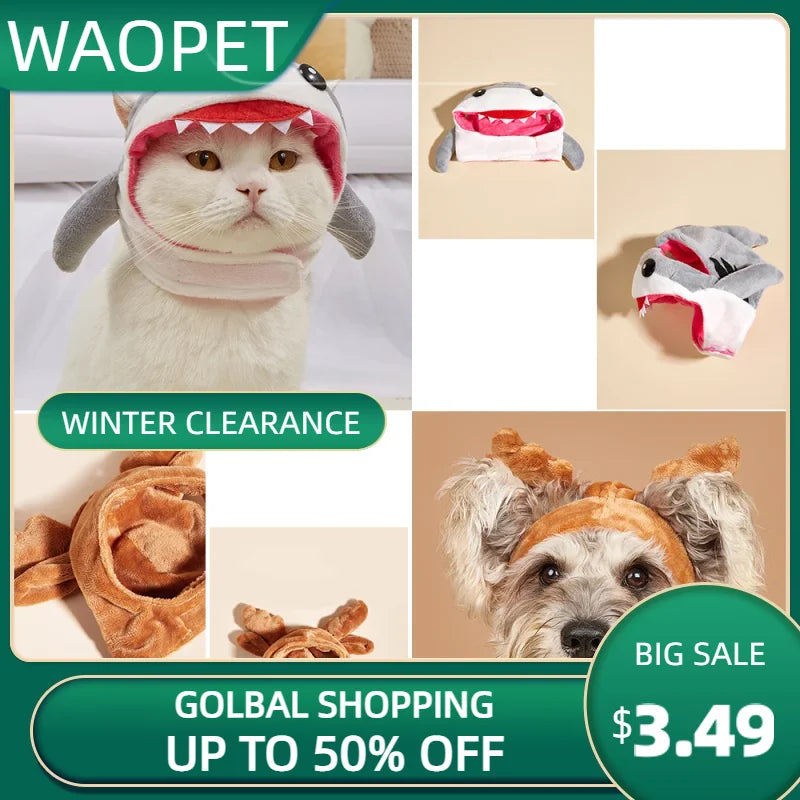 Shark or Elk Costume Hat for Dogs and Cats